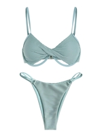 ZAFUL ZAFUL Maillot de Bain Bikini Texturé Bague en O à Armature Taille unique Vert clair