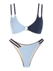 ZAFUL ZAFUL Maillot de Bain Bikini Texturé Bicolore Bague en O Taille unique Bleu clair
