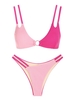 ZAFUL ZAFUL Maillot de Bain Bikini Texturé Bicolore Bague en O Taille unique Rose clair