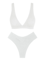 ZAFUL ZAFUL Maillot de Bain Bikini Texturé Croisé Vague S Blanc