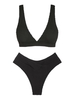 ZAFUL ZAFUL Maillot de Bain Bikini Texturé Croisé Vague S Noir
