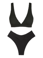 ZAFUL ZAFUL Maillot de Bain Bikini Texturé Croisé Vague S Noir
