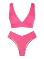 ZAFUL ZAFUL Maillot de Bain Bikini Texturé Croisé Vague S Rose clair