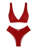ZAFUL ZAFUL Maillot de Bain Bikini Texturé Croisé Vague S Rouge
