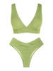 ZAFUL ZAFUL Maillot de Bain Bikini Texturé Croisé Vague S Vert