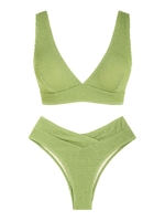 ZAFUL ZAFUL Maillot de Bain Bikini Texturé Croisé Vague S Vert