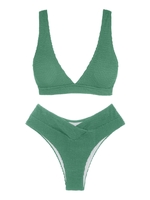 ZAFUL ZAFUL Maillot de Bain Bikini Texturé Croisé Vague S Vert clair