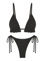ZAFUL ZAFUL Maillot de Bain Bikini Texturé Noué à Côté à Volants à Cordon S