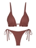 ZAFUL ZAFUL Maillot de Bain Bikini Texturé Noué à Côté à Volants à Cordon S Café profond