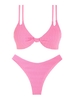 ZAFUL ZAFUL Maillot de Bain Bikini Texturé Noué Plissé en Jacquard Taille unique Rose clair