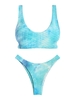 ZAFUL ZAFUL Maillot de Bain Bikini Texturé Teinté Découpé à Jambe Haute Taille unique Bleu clair