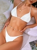 ZAFUL ZAFUL Maillot de Bain Bikini Tressé Jambe Haute à Volants à Col Halter M Blanc