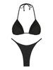 ZAFUL ZAFUL Maillot de Bain Bikini Tressé Jambe Haute à Volants à Col Halter S Noir