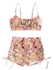 ZAFUL ZAFUL Maillot de Bain Tankini à Imprimé Abstrait Plissé Au Poitrine Taille unique Rose clair