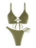ZAFUL ZAFUL Maillot de Bain Tankini Asymétrique Texturé Tricoté à Lacets Taille unique Vert clair