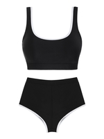 ZAFUL ZAFUL Maillot de Bain Tankini Contrasté Couverture Totale Taille unique Noir