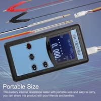 0.01mΩ ~ 200Ω Testeur de résistance interne de batterie Outil de test de résistance de tension de batterie à quatre fils Lithium Nickel Hydrogen Phosphate Pile bouton au lithium Portable Testeur de résistance interne de batterie portable avec rétro
