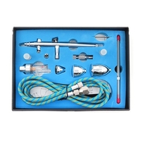 0, 2 mm / 0, 3 mm / 0, 5 mm Aiguille Buse Gravity Feed Dual-action Airbrush Kit Set Pistolet pulvérisateur avec 9cc Fluid Cup pour Modèle Coloriage Peinture Tatouage Gâteau Décoration Ongles Beauté Maquillage
