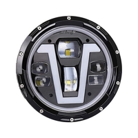 1 pièces 12 V / 24 V phare de moto 7 pouces phare LED en forme de V avec clignotants DRL Hi / Lo remplacement du faisceau pour Jeep Wrangler JK JKU CJ LJ TJ Hummer H1 H2