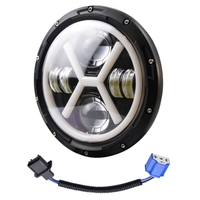 1 pièces 7in rond LED projecteur phare X-type Hi / Lo faisceau Super lumineux remplacement de phare pour Jeep Wrangler JK JKU CJ LJ TJ Hummer H1 H2