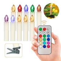 10 bougies sans flamme avec télécommande bougies LED réalistes à changement de couleur arbre de Noël à piles scintillantes bougies coniques avec clips pour la décoration de fête de mariage