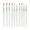 10 pcs / ensemble Nail Art Brosse Peinture Dessin Stylo Builder Plat Gradient Ligne UV Gel Acrylique Cristal Conseils Conception Outils De Manucure