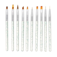 10 pcs / ensemble Nail Art Brosse Peinture Dessin Stylo Builder Plat Gradient Ligne UV Gel Acrylique Cristal Conseils Conception Outils De Manucure