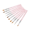 10 pcs / ensemble Nail Art Brosse Peinture Dessin Stylo Builder Plat Gradient Ligne UV Gel Acrylique Cristal Conseils Conception Outils De Manucure