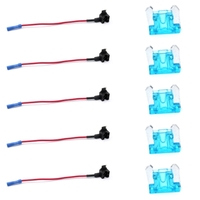 10 Pcs 12 V Voiture Ajouter Un Circuit Faible Profil Mini Fusible Robinet Adaptateur Mini Lame Fusible Titulaire avec 5 Pcs 15A Fusibles