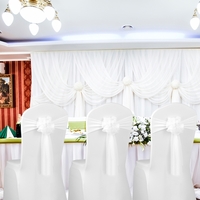 10 pcs Fleur De Mariage Chaise Sashes Élastique Spandex Organza Chaise Sash Couvre Mariage Banquet Fournitures Décorations - Blanc