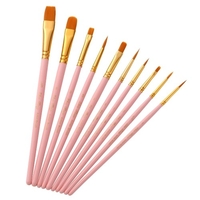 10 pcs Professionnel Artiste Pinceaux Ensemble Nylon Cheveux Délicat Manche En Bois Pinceaux Art Fournitures Cadeau pour Enfants Adultes Débutants pour Acrylique Huile Aquarelle Gouache Ongles Corps Visage Miniature Détail Rock Peinture