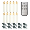 10 pièces bougies sans flamme avec télécommande bougies LED blanc chaud réaliste arbre de Noël à piles scintillantes bougies coniques avec clips pour la décoration de fête de mariage