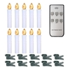 10 pièces bougies sans flamme avec télécommande bougies LED blanc chaud réaliste arbre de Noël à piles scintillantes bougies coniques avec clips pour la décoration de fête de mariage