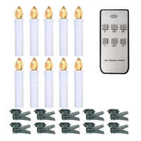 10 pièces bougies sans flamme avec télécommande bougies LED blanc chaud réaliste arbre de Noël à piles scintillantes bougies coniques avec clips pour la décoration de fête de mariage
