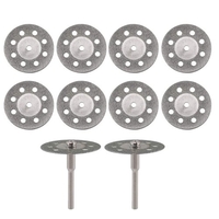 10 pièces disques de coupe diamantés de 22 mm de diamètre avec 2 pièces de remplacement de mandrins de 3 mm pour les outils rotatifs Dremel