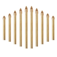 10 pièces ensemble de forets avec tige ronde de 6mm 1/4 pouces pour verre céramique marbre carrelage béton bois et brique mur outil de perçage