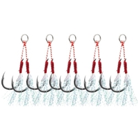 10 pièces hameçons de pêche ensemble hameçon barbelé carpe avec plume et anneaux fendus hameçon de mer matériel de pêche à la mouche