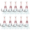 10 pièces hameçons de pêche ensemble hameçon barbelé carpe avec plume et anneaux fendus hameçon de mer matériel de pêche à la mouche