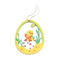 10 pièces Pâques en bois suspendus ornement ensemble Pâques Aniaml fleur thème suspendus étiquettes décoration