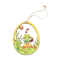 10 pièces Pâques en bois suspendus ornement ensemble Pâques Aniaml fleur thème suspendus étiquettes décoration