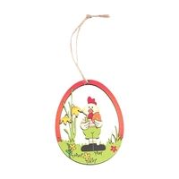 10 pièces Pâques en bois suspendus ornement ensemble Pâques Aniaml fleur thème suspendus étiquettes décoration
