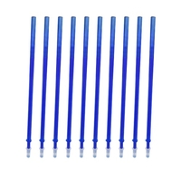 10 pièces recharges de stylo à encre gel effaçable à encre bleue à pointe fine 0.5mm recharges de stylo gel de remplacement pour stylos effaçables fournitures de papeterie d