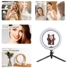 10 "Dimmable LED Selfie Ronde Luminosité Lumineuse Lampe Réglable pour Live Broadcast Selfie Photographie Vidéo avec Trépied