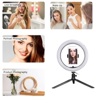 10 "Dimmable LED Selfie Ronde Luminosité Lumineuse Lampe Réglable pour Live Broadcast Selfie Photographie Vidéo avec Trépied