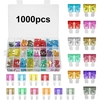 1000 pièces assortiment de fusibles de lame de voiture Kit assorti Mini ensemble de lame de taille Standard fusible automobile de camion automatique avec boîte de rangement