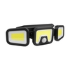 100COB Outdoor Solar Light Applique murale à trois têtes alimentée par le soleil