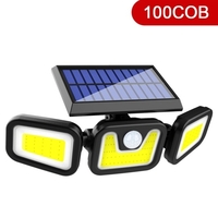 100COB Solaire 3 Têtes Rotatif Split Lampe Motion Sensor Applique Murale En Plein Air Jardin Étanche Nuit Lumière