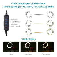 10.2 "LED Ring Light 3200K-5500K Dimmable Desk Camera Lamp 3 Modes d