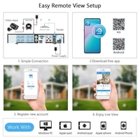 1080P Système de caméra de sécurité à domicile 4CH DVR + 4Pcs 2MP HD Caméra de surveillance étanche extérieure avec support de vision nocturne Détection de mouvement Accès à distance Kit DVR de surveillance Pas de disque dur