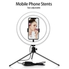 10in USB Ring Light Set LED Make-up Lampe de photographie à intensité variable avec tuyau Clip de téléphone 10 niveaux de réglage de la luminosité 3 modes d